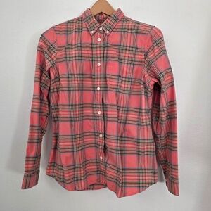 LL Bean Women's Organic Cotton‎ Button Down Plaid Shirt
